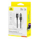 Cablu Baseus de date Display 2 (P10382703121-01), Incarcare rapida, Type-C to Lightning, Afisaj digital, 20W, 2m, negru