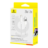 Cablu Baseus de date Display 2 (P10382703211-01), Incarcare rapida, Type-C to Lightning, Afisaj digital, 20W, 2m, alb