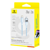 Cablu Baseus de date Display 2 (P10382703311-01), Incarcare rapida, Type-C to Lightning, Afisaj digital, 20W, 2m, bleu