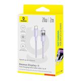 Cablu Baseus de date Display 2 (P10382703511-01), Incarcare rapida, Type-C, Lightning, Afisaj digital, 20W, 2m, mov