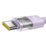 Cablu Baseus de date Display 2 (P10382701511-00), Incarcare rapida, USB to Type-C, Afisaj digital, 100W, 1m, mov