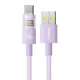 Cablu Baseus de date Display 2 (P10382701511-01), Incarcare rapida, USB to Type-C, Afisaj digital, 100W, 2m, mov