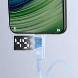 Cablu Baseus de date Display 2 (P10382701311-00), Incarcare rapida, USB to Type-C, Afisaj digital, 100W, 1m, albastru