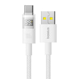 Cablu Baseus de date Display 2 (P10382701211-01), Incarcare rapida, USB to Type-C, Afisaj digital, 100W, 2m, alb