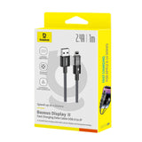 Cablu Baseus de date Display 2 (P10382700121-00), USB to Lightning, Incarcare rapida, Afisaj digital, 2.4A, 1m, negru