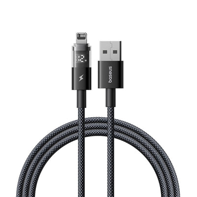 Cablu Baseus de date Display 2 (P10382700121-00), USB to Lightning, Incarcare rapida, Afisaj digital, 2.4A, 1m, negru