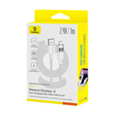 Cablu Baseus de date Display 2 (P10382700211-00), USB to Lightning, Incarcare rapida, Afisaj digital, 2.4A, 1m, alb