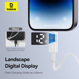 Cablu Baseus de date Display 2 (P10382700211-00), USB to Lightning, Incarcare rapida, Afisaj digital, 2.4A, 1m, alb