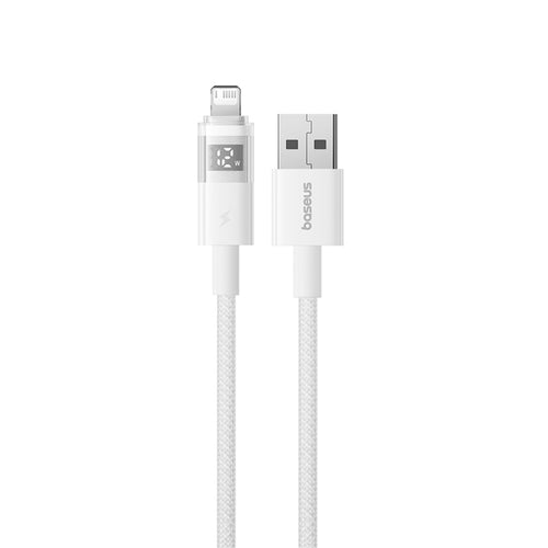 Cablu Baseus de date Display 2 (P10382700211-00), USB to Lightning, Incarcare rapida, Afisaj digital, 2.4A, 1m, alb