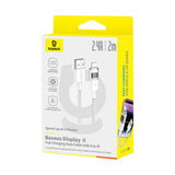 Cablu Baseus de date Display 2 (P10382700211-01), USB to Lightning, Incarcare rapida, Afisaj digital, 2.4A, 2m, alb