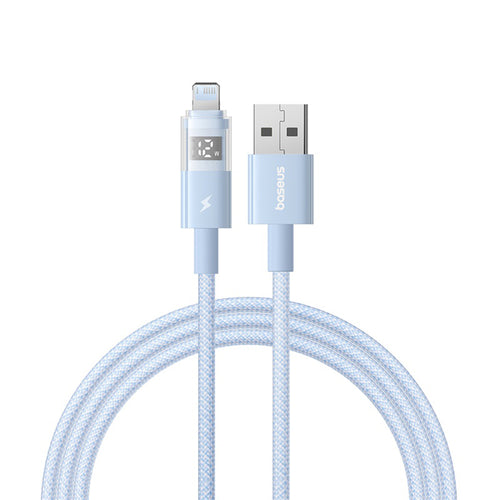 Cablu Baseus de date Display 2 (P10382700311-00), USB to Lightning, Incarcare rapida, Afisaj digital, 2.4A, 1m, bleu