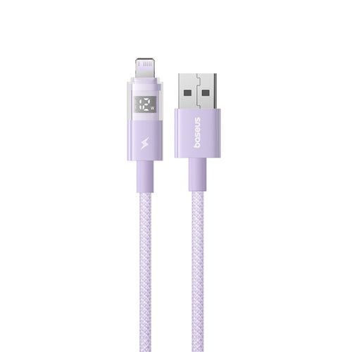Cablu Baseus de date Display 2 (P10382700511-00), USB to Lightning, Incarcare rapida, Afisaj digital, 2.4A, 1m, mov