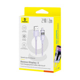 Cablu Baseus de date Display 2 (P10382700511-01), USB to Lightning, Incarcare rapida, Afisaj digital, 2.4A, 2m, mov