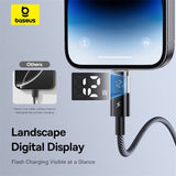Cablu Baseus de date Display 2 (P10382700121-01), USB to Lightning, Incarcare rapida, Afisaj digital, 2.4A, 2m, negru