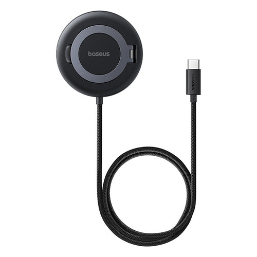 Incarcator wireless Baseus Magnetic Simple Mini4 (P10273300121-01), Universal, cu Stand, USB-C, Qi2 15W, 1m, negru