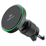 Suport auto Acefast cu Wireless Charging (D33), pentru iPhone, Prindere magnetica, pentru Grila ventilatie, Qi2, LED Light, 15W, negru