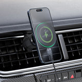 Suport auto Acefast cu Wireless Charging (D33), pentru iPhone, Prindere magnetica, pentru Grila ventilatie, Qi2, LED Light, 15W, negru