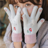 Techsuit Gloves (ST0011), from Mink Fur, Size 21cm, Alb