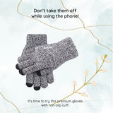 Iwarm Gloves (ST0018), Premium Wool, cu Non-slip Details, Size 23cm, Black / Gri