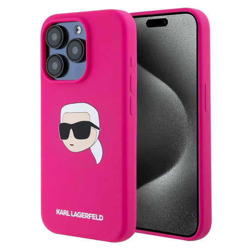 Husa pentru iPhone 15 Pro Max, Karl Lagerfeld Silicone MagSafe (KLHMP15XSKHPPLF), maro