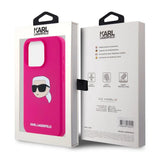 Husa pentru iPhone 15 Pro, Karl Lagerfeld Silicone MagSafe (KLHMP15LSKHPPLF), maro