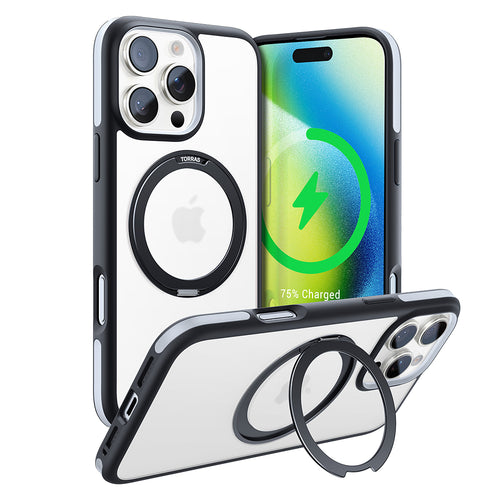 Husa pentru iPhone 16 Pro Max, Torras Ostand R Fusion MagSafe Series, negru