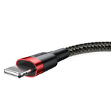 Cablu Baseus de date Cafule (Calklf-B19), USB to Lightning, 2.4A, 1m, negru;rosu
