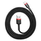 Cablu Baseus de date Cafule (Calklf-B19), USB to Lightning, 2.4A, 1m, negru;rosu