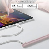 Stylus pen ESR (6C00107), pentru iPad, Magnetic Attachment, Bluetooth, Type-C, Respingere palma, Tilt Sensitivity, alb
