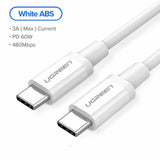 Cablu UGREEN de date US264 (60520), USB-C to Type-C PD60W, 3A, 2m, alb