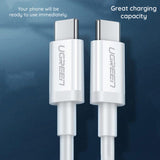Cablu UGREEN de date US264 (60520), USB-C to Type-C PD60W, 3A, 2m, alb