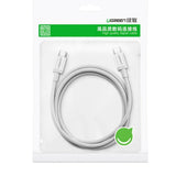 Cablu UGREEN de date US264 (60520), USB-C to Type-C PD60W, 3A, 2m, alb