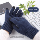 Techsuit Gloves (ST0012), from Alpaca Wool, Size 22cm, Navy Albastru