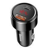 Incarcator auto Baseus Magic Series (CCMLC20C-01/C00035400117-Z1), Display, USB, Type-C, Incarcare rapida 4.0, QC 3.0, 45W, negru