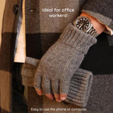Techsuit Gloves (ST0014), from Alpaca Wool, Half Finger, Size 17cm, Navy Albastru