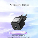 Incarcator retea Havit (UC220 EU), USB, Type-C, GaN, 20W, negru;gri