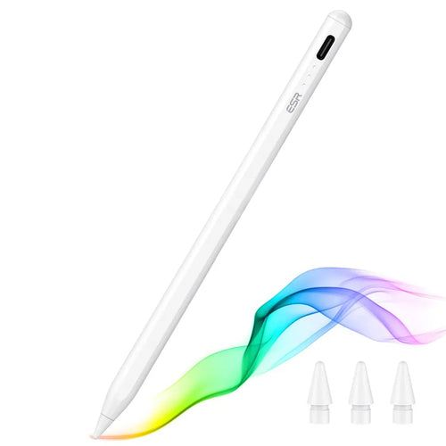 Stylus pen ESR (6C00107), pentru iPad, Magnetic Attachment, Bluetooth, Type-C, Respingere palma, Tilt Sensitivity, alb