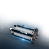 Incarcator auto Baseus Circular (Ccall-YD01), Dual USB 5A Super Incarcare rapida, QC 3.0, negru