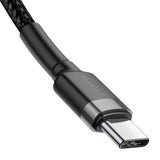 Cablu Baseus de date Cafule (Catklf-GG1), Type-C to Type-C 480Mbps, PD2.0, 60W, 3A, 1m, negru