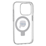 Husa pentru iPhone 15 Pro, Karl Lagerfeld Hardcase Ring Stand MagSafe (KLHMP15LHMRSKHH), alb