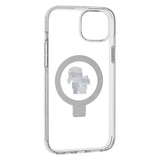 Husa pentru iPhone 15 Plus, Karl Lagerfeld Hardcase Ring Stand MagSafe (KLHMP15MHMRSKCH), alb