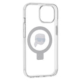 Husa pentru iPhone 15, Karl Lagerfeld Hardcase Ring Stand MagSafe (KLHMP15SHMRSKHH), alb