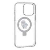 Husa pentru iPhone 14 Pro, Karl Lagerfeld Hardcase Ring Stand MagSafe (KLHMP14LHMRSKCH), alb