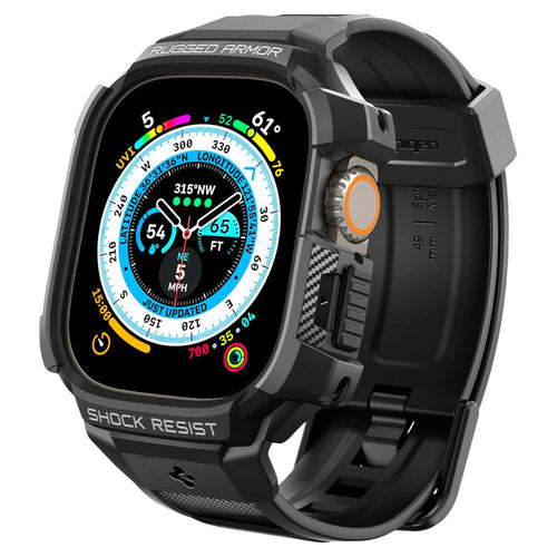Curea pentru Apple Watch Ultra, Spigen Rugged Armor Pro (ACS05460), negru