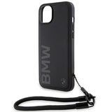 Husa pentru iPhone 15 Plus, BMW Signature Leather Wordmark Cord (BMHCP15M23RMRLK), negru mat