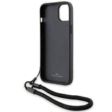 Husa pentru iPhone 15 Plus, BMW Signature Leather Wordmark Cord (BMHCP15M23RMRLK), negru mat