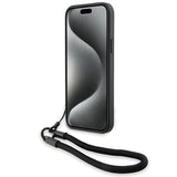 Husa pentru iPhone 15 Plus, BMW Signature Leather Wordmark Cord (BMHCP15M23RMRLK), negru mat