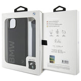 Husa pentru iPhone 15 Plus, BMW Signature Leather Wordmark Cord (BMHCP15M23RMRLK), negru mat