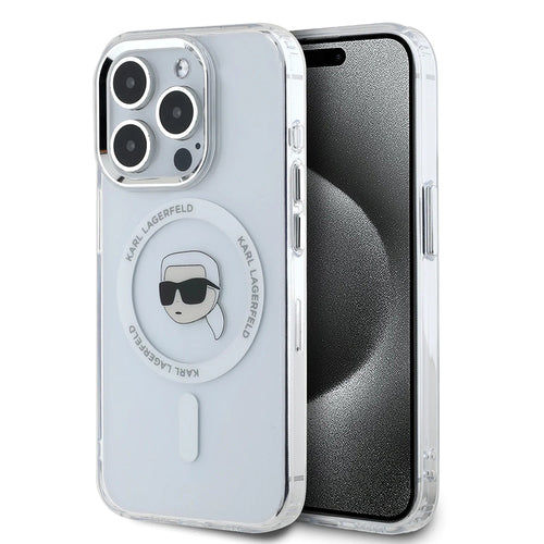 Husa pentru iPhone 16 Pro, Karl Lagerfeld IML MagSafe (KLHMP16LHLSKIH), alb