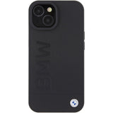 Husa pentru iPhone 15 Plus, BMW Natural Leather Hot Stamp (BMHCP15MSLLBK), negru